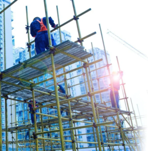 Scaffolders on construction site
