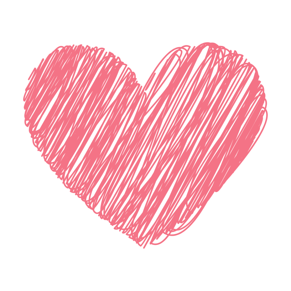 Scribble drawn pink love heart
