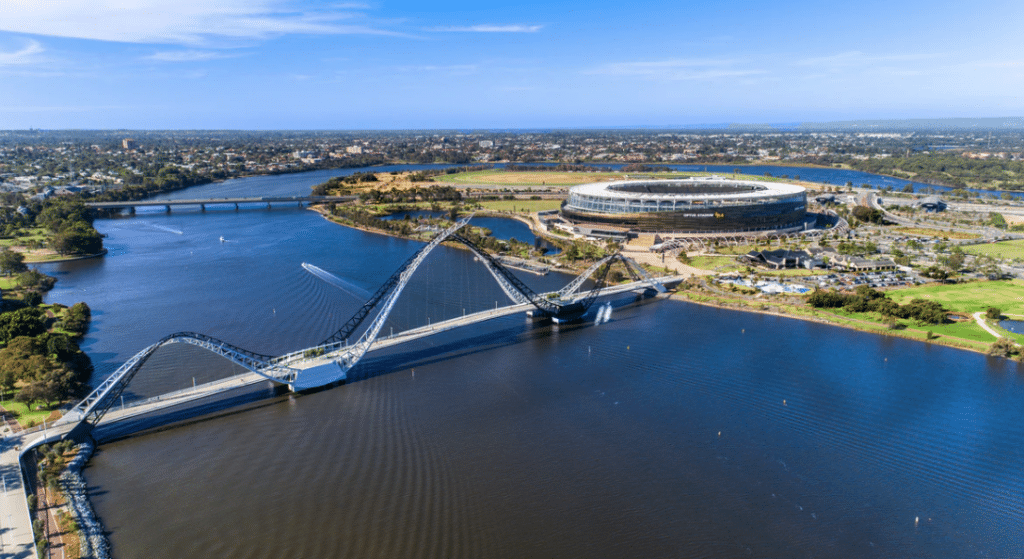 Optus stadium and bridge view from the sky
